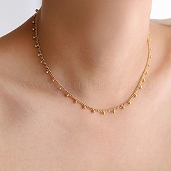 304 Stainless Steel Round Beads Tassel Twisted Chain Necklaces for Women&nbsp;FS-WG442A8-01