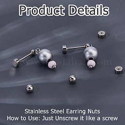 200Pcs 2 Styles Stainless Steel Ear Nuts&nbsp;STAS-HS0001-67