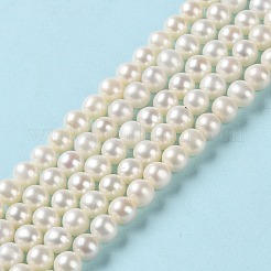 天然養殖淡水パールビーズ連売り  ラウンド  グレード5 A  ホワイトスモーク  5.5~6x5.5~6mm  穴：0.7mm  約72個/連  15.63インチ（39.7cm）&nbsp;PEAR-E018-75