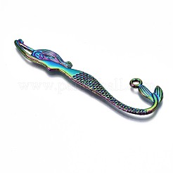 合金ビッグサイズペンダントトップ  カドミウムフリー＆ニッケルフリー＆鉛フリー  人魚の形  虹色  81.5x22x2mm  穴：2.5mm&nbsp;PALLOY-N163-061-NR