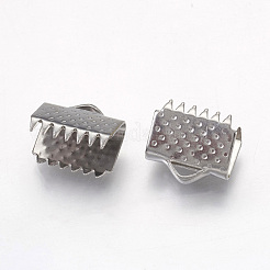 Non-Tarnish 304 Stainless Steel Ribbon Crimp Ends&nbsp;STAS-G187-24P-10.5mm