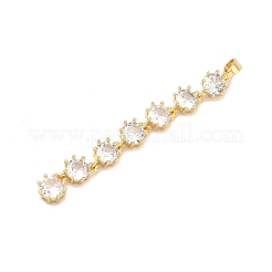 真鍮製マイクロパヴェキュービックジルコニアビッグサイズペンダントトップ  ゴールドカラー  54x6.5x3.5mm  穴：5.5x2.5mm&nbsp;KK-A285-05G