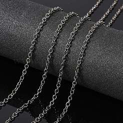 アイアン製アズキチェーン  ハンダ付け  スプールで  オーバル  鉛フリーとニッケルフリー  ガンメタ色  4x3.5x0.8mm  約328.08フィート（100m）/ロール&nbsp;CH-ZX007-B-FF