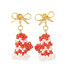 Christmas Glove Brass Dangle Stud Earrings&nbsp;EJEW-MZ00497