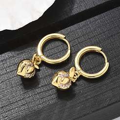Brass Cubic Zirconia Hoop Earrings&nbsp;EJEW-Q015-01G-C
