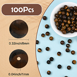 ラウンド天然タイガーアイビーズ100個  8mm  穴：1mm&nbsp;G-SP0001-21C