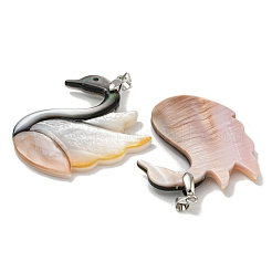 Natural Paua Shell & White Shell Pendants&nbsp;KK-U025-13P