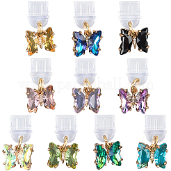 10 個のプラスチックモバイル防塵プラグ  蝶  真鍮ガラスペンダントと  ミックスカラー  22mm  10個/セット&nbsp;HJEW-SC00181