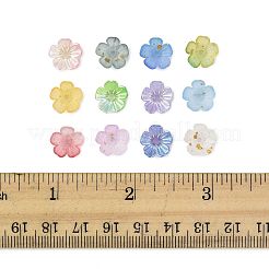 480 個 12 色のアクリルビーズキャップ  5  - 花びらの花  金色の箔付き  ミックスカラー  11x11x4mm  穴：1.6mm  40個/カラー&nbsp;OACR-FS0002-24