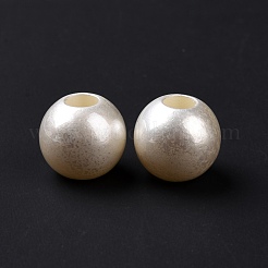 ABSプラスチックビーズ  ラウンド  ホワイト  13x11mm  穴：5mm&nbsp;FIND-A013-06B