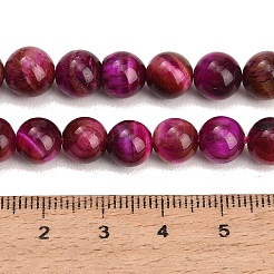 グレードAB天然タイガーアイビーズ連売り  染め  ラウンド  濃いピンク  8.5mm  穴：1.2mm  約46~48個/連  14.76''（37.5センチメートル）&nbsp;X-G-F591-18-8mm-05