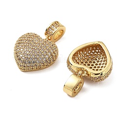 Brass Micro Pave Full Clear Cubic Zirconia Heart Pendants&nbsp;KK-Z114-09G