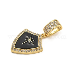 Rack Plating Brass Micro Pave Clear Cubic Zirconia North Star European Dangle Charms&nbsp;KK-U035-17G-01