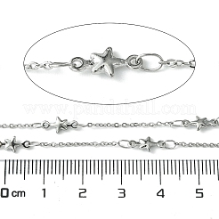 変色しにくい304ステンレススチール製スターリンクチェーン  アズキチェーン付き  ハンダ付け  スプールで  ステンレス鋼色  10x4.5x1.5mm  約32.81フィート（10m）/ロール&nbsp;CHS-K018-13P