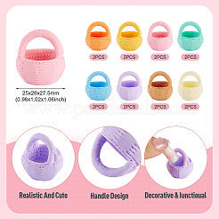 16Pcs 8 Colors Resin Flower Basket Miniature Ornaments&nbsp;DJEW-TA0001-37