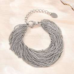 304 Stainless Steel Cuban Chain Multi-strand Bracelets for Women&nbsp;BJEW-D460-01P