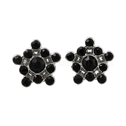 女性用304ステンレススチールスタッドピアス  ラインストーン付き  花  ステンレス鋼色  13x13.5mm&nbsp;EJEW-F361-12P