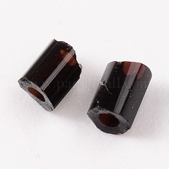 チューブガラス竹ビーズ  不透明色  ブラック  2~3x2mm  穴：1mm  約2222個/50g&nbsp;X-SEED-R010-49