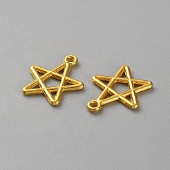 亜鉛合金チャーム  スターのチャーム  ゴールドカラー  16x14x1.5mm  穴：1.3mm&nbsp;LS-FIND-WH0139-508G