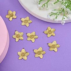 304ステンレススチールペンダント10個  花のチャーム  ゴールドカラー  31.5x30x3mm  穴：1.8mm&nbsp;STAS-SZ0003-53A