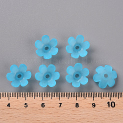 つや消しアクリルビーズキャップ  6花びら  花  ディープスカイブルー  14x6mm  穴：2mm  約1660個/500g&nbsp;MACR-S371-07A-755
