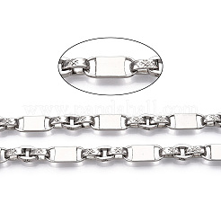 合金不規則ロックリンクチェーン  溶接されていない  スプールで  プラチナ  18.5x7.5x1.5mm  リンク：10x3x1.5mm  約29.53フィート（9m）/ロール&nbsp;LCHA-T001-14P