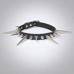 Gothic Style Alloy Spiked Rivet Imitation Leather Choker Necklaces&nbsp;FS-WGF47C0-01