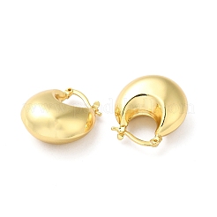 女性用真鍮フラットラウンド厚いフープピアス  ゴールドカラー  23x20x10mm  ピン：0.8~1mm&nbsp;EJEW-Q024-05G