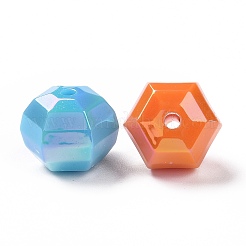 不透明アクリル模造シェルビーズ  六角  ミックスカラー  15.5~16x17.5~18x14mm  穴：2.5mm&nbsp;OACR-P011-07G