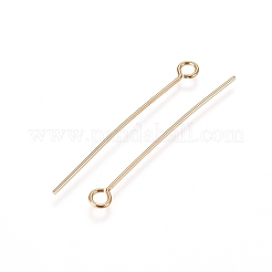 304ステンレススチールアイピン  18KGP本金メッキ  22ゲージ  30x0.6mm  穴：2mm&nbsp;A-STAS-L238-005F-G