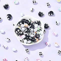 130個3スタイルクラフトスタイルアクリルビーズ  スカル  ミックスカラー  9.5~13x7.5~10x8~12mm  穴：1.8~2mm&nbsp;OACR-FS0001-69