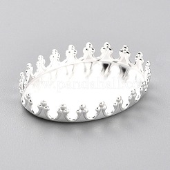 304ステンレススチールカボションセッティング  レースエッジベゼルカップ  フラットラウンド  銀  26x19x4mmトレイ：25x18mm&nbsp;STAS-Y001-07B-S