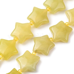 天然石レモンジェイド翡翠ビーズ連売り  スター  シードビーズで  15~15.5x16~16.5x6.5~7mm  穴：1.4mm  約25個/連  15.75''~16.14''（40~41センチメートル）&nbsp;G-K359-E17