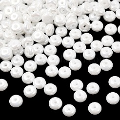 ベーキングペイント不透明ガラスビーズ  ロンデル  ホワイト  6.5x3.5mm  穴：1.2mm  約4761個/1000g&nbsp;GLAA-A045-01