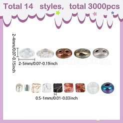 137g 9スタイルカラー光沢チェコガラスシードビーズ  メタリックカラー  2穴  40色の長方形ガラスシードビーズ4個付き  ミックスカラー  5x3.5x2.5mm&nbsp;SEED-WR0001-04