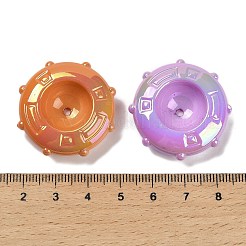 UVメッキ不透明レインボー虹色アクリルビーズ  空飛ぶ円盤  ミックスカラー  32.5x32.5x9.5mm  穴：2.5mm&nbsp;SACR-R001-11A
