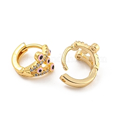 Evil Eye Real 18K Gold Plated Brass Hoop Earrings&nbsp;EJEW-L269-075G