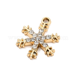 UVメッキ合金ラインストーンペンダント  スノーフレークチャーム  ゴールドカラー  21.5x16x3mm  穴：2mm&nbsp;PALLOY-D026-17G