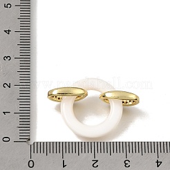 Natural White Shell and Brass Micro Pave Clear Cubic Zirconia 3 Ring Linking Rings&nbsp;KK-C262-05E-G