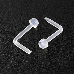 アクリル製L字型鼻リング  彼女のためのピアスボディジュエリー  ホワイト  8x6x2mm  ピン：0.7mm&nbsp;AJEW-YW0001-06G