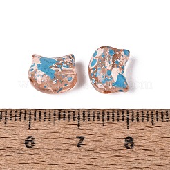 ピカソの透明ガラスビーズ  猫  桃パフ  8~8.5x9.5~10x5.5~6mm  穴：1mm  約750個/ポンド&nbsp;SEED-N012-07J