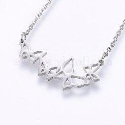 304ステンレススチールジュエリーセット  スタッドピアスとペンダントネックレス  蝶  ミックスカラー  ネックレス：18.9インチ（48cm）  スタッドピアス：6x9x1.2mm  ピン：0.8mm&nbsp;SJEW-O090-14