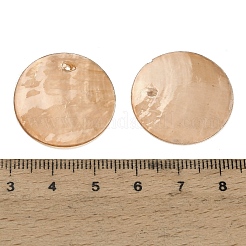 スプレー塗装された天然カピス貝のペンダント  ディスクチャーム  砂茶色  25x0.5~1mm  穴：1.2~1.4mm&nbsp;SHEL-C010-12D