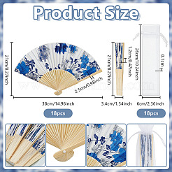 18Pcs Bamboo with Cloth Folding Fan&nbsp;AJEW-OC0014-42B