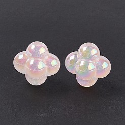 不透明なアクリルビーズ  グリッターパウダー付き  ABカラー  雲  ピンク  17.5x18.5x15.5mm  穴：3mm&nbsp;OACR-C009-04C