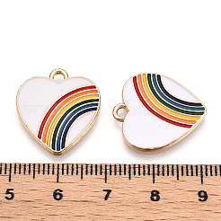 ライトゴールドメッキ合金チャーム  エナメル  カドミウムフリー＆鉛フリー  ハート  ホワイト  20x18x1.5mm  穴：1.8mm&nbsp;ENAM-T009-68D-RS
