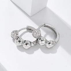 真鍮クリアキュービックジルコニアフープピアス  ラウンド  プラチナ  12.5x4.5x14.5mm&nbsp;EJEW-Q014-07P