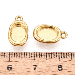 304ステンレススチールペンダントカボションセッティング  オーバル  イオンプレーティング（ip）  18KGP本金メッキ  トレイ：8x6mm  14x8x4mm  穴：1.2mm&nbsp;STAS-N114-46A-G