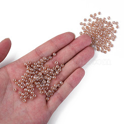 6/0個の模造ヒスイガラスシードビーズ  光沢  染め  ラウンド  ダークサーモン  4x3mm  穴：1.2mm&nbsp;X1-SEED-N004-006-04
