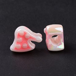 UVメッキレインボー虹色アクリルヨーロピアンビーズ  大穴ビーズ  エナメル  帽子  ミックスカラー  11x12.3x7.4mm  穴：4.3mm&nbsp;SACR-E009-38